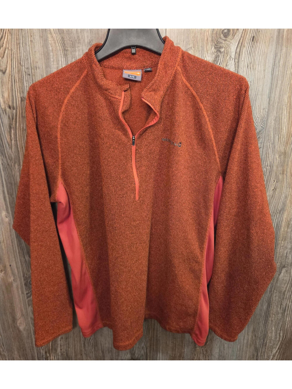 Merrell L/S Pullover 1/4 Zip Sweater Shirt Size XL Orange Fleece Hiking Top